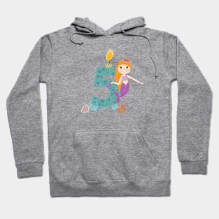 Cute little mermaid five birthday Hoodie